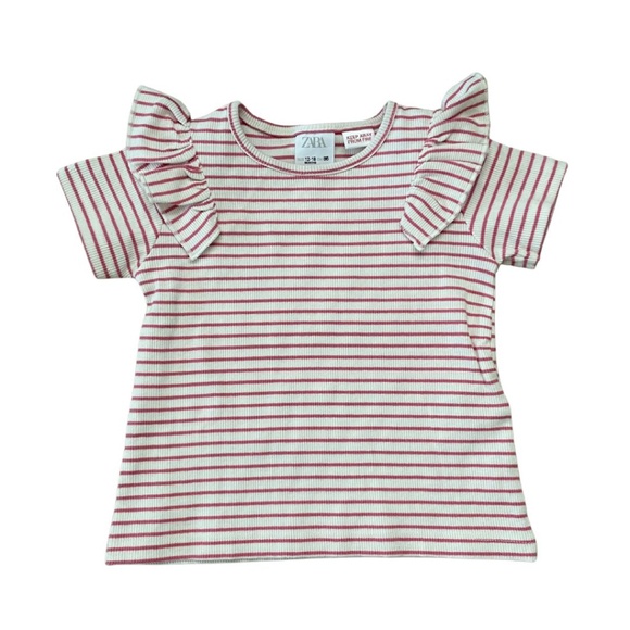NWOT Zara Striped Ruffled Shirt Size 12-18 (Baby) - Picture 1 of 3